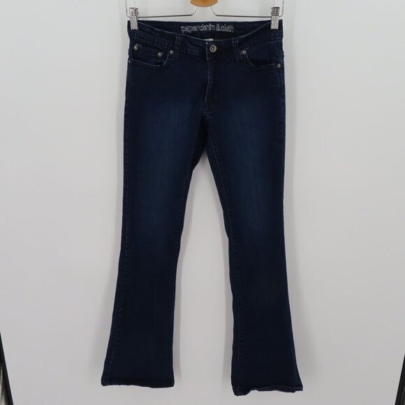 Paper Denim & Cloth Womens 4/27 Dark Blue Button Flap Pocket Flare Denim Jeans - Picture 11 of 11